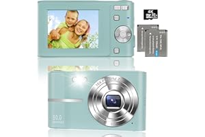 TEXLINEY Digital Camera,1080P 50MP Vlogging Camera with 16X Digital Zoom,Compact Camera with 32GB SD Card and 2 Batteries,Portable Mini Camera for Photography,TiktokYoutube,Teens,Kids,Beginners (Green)