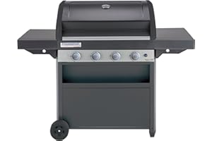 Campingaz Barbecue à Gaz Class 4 LBD, 4 Brûleurs en Inox, Puissance 12.8kW , Système de Nettoyage Facile InstaClean, Grille et Plancha en Acier Double Émaillage, 2 Tablettes Latérales