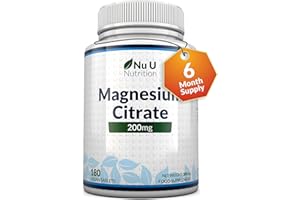 ‎NU U NUTRITION Magnesiumcitrat 200mg - 180 Magnesium Tabletten - 200mg pro Tabletten - 6 Monatesvorrat - Hochdosiert - Nu U Nutrition