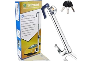 Turnart Steering Wheel Lock for Vans, Brake Lock - Double Hook - Car Clutch Pedal Lock Anti-Theft Device Retractable Steering Lock with 3 Keys