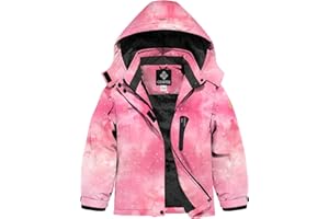 GEMYSE Veste de Ski Imperméable de Montagne pour Fille Manteau d'hiver Extérieur en Polaire Coupe-Vent avec Capuche