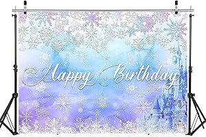 SHAMOPARTY Sfondo fotografico a tema neve per feste di compleanno 5 x 3 ft (1,5 x 1 m)