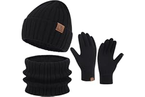 ZASFOU Męska zimowa czapka beanie, szalik, ekran dotykowy, zestaw rękawiczek, ciepła czapka zimowa, czapka z dzianiny, szal kominowy, rękawiczki zimowe, prezent na Boże Narodzenie, dla mężczyzn