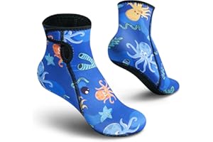 Summshall Enfants Chaussettes Neoprene, 3MM Chaussette de Plongée pour Garçons Filles Surf Snorkel Chaussettes en néoprène pour Les Sports Aquatiques