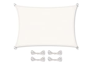 CelinaSun Sonnensegel inkl Befestigungsseile Premium PES wasserabweisend imprägniert Rechteck 3,5 x 5 m weiß
