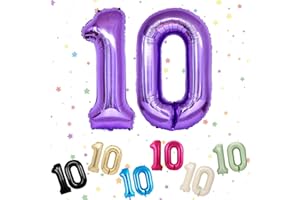 VUCDXOP Number 10 Balloon, Purple 10 Number Balloons, Helium Foil 40" Balloons Number 10, 10th Birthday Balloon,Number 10 Digital Balloons for 10th Boys Girls Birthday Anniversary Party Decorations