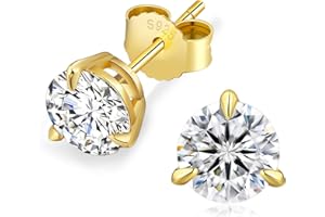 KRKC & CO KEEP REAL KEEP CHAMPION KRKC&CO Moissanite Earrings, Brilliant Round Cut Diamond Stud Earrings For Women Men, 14K Gold Earrings, 1/2 CT, D Color VVS1 Simulated Diamond 925 Sterling Silver Solitaire Earrings, Gifts For Girls