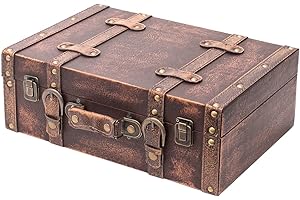 HMF VKO103 Maleta Vintage de Madera | 38 x 26 x 13 cm | Grande | Clásico