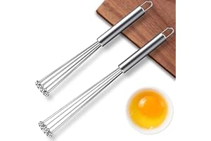 gotyou Batidores Huevos Alambre, Acero Inoxidable Batidor Globo, Set Batidor Huevo con Punta Bolas, Varillas Batir Huevos, 2 Piezas