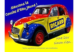 JM-DÉCO Plaque métal vintage Ricard 2CV – déco rétro humoristique – Voiture ancienne – Bar, garage, cuisine, bistrot, collection – Style pub française années 70-15x20 cm