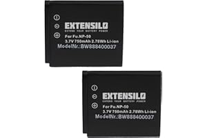EXTENSILO 2 x akumulator kompatybilny z aparatem Fuji/Fujifilm FinePix X10, XP150, XP200 (750 mAh, 3,7 V, Li-Ion)