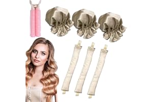 Gienslru Heatless Hair Curler, Satin Heatless Hair Curler, Heatless Curls To Sleep In Curling Rod Headband, Cotton Portable Curling Band Hair Clip Roller, DIY Hair Styles (Bbeige)