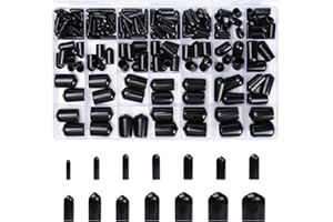 Hengxinc 221Pcs Rubber End Caps, 14 Sizes Bolt Covers Kit, PVC Rubber Screw Thread Protectors, Black Round Vinyl Screw Thread Protectors for,Tube, Metal Rods