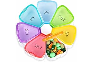 bituocs Tablettenbox 7 Tage Deutsch,Pillendose 7 Tage Regenbogen Medikamentenbox Wochen Tablettenbox Tablettendose 7 Tage Kleine eicht Zu Öffnen für Unterwegs