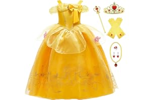 New front Disfraz Vestido de Princesa Bella Vestido de Niña Bella Vestido de Niña Elegante Disfraz Halloween Niña para Fiesta de Lujo Halloween Cumpleaños Carnaval y Navidad