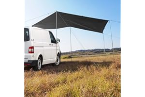 ARMYJY Universelles Sonnendach, Markise, Sonnenschutz für Wohnmobil, Van, Wohnmobil, Camping, Anhänger, Vordach, Sonnenschutz, Markise, Schwarz