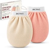 BICTIVE Set of 2 Exfoliating Body Shower Gloves Made of Plant-Origin Fibers, Horsehair Glove to Remove Dead Skin, Kessa Hamma