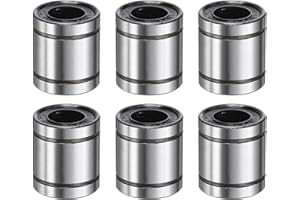 sourcing map 6Pcs LM8UU Linear Bearing 8mm Bore 15mm OD 17mm Length Linear Ball Bearings Double Side Rubber Sealed Bearing Steel for CNC Machine 3D Printer Food Packaging Machine