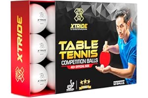 Xtride Pelotas de Ping Pong Tenis de Mesa Profesionales [Aprobadas por ITTF] (Pack 12 Pelotas) 3 Estrellas 40+