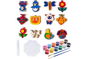 DOLYUU Set fai da te per bambini, magnete per frigorifero da colorare per bambini, set da dipingere, set fai da te per bambini, decorazione in legno, decorazione per bambini, regalo di compleanno,12 pezzi.
