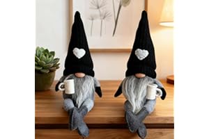 Maritown 2Pcs Coffee Gonks Decor, Handmade Coffee Bar Gnomes Decor Farmhouse Swedish Tomte Gnome for Cafe Kitchen Home Office Decorations