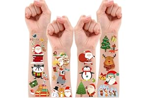 Leesgel Tatuaże bożonarodzeniowe dla dzieci, 30 arkuszy tatuaży dla dzieci do kalendarza adwentowego wypełnienia, prezent na Boże Narodzenie 2024 gadżety świąteczne przyjęcie urodziny dekoracje
