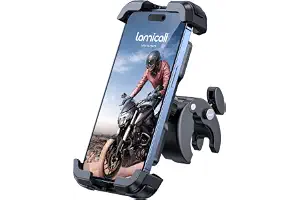 Lamicall Soporte Móvil Bicicleta, Soporte Móvil Moto, Liberación Rápida | 360°Rotación, Soporte Teléfono Manillar para iPhone 18 17 16 15 14 Pro Max/Air/Plus/Mini, Samsung Huawei, 4,7-6,8” Smartphone
