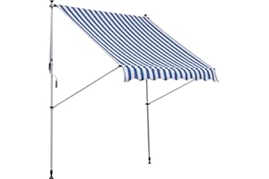 Outsunny Tenda da Sole 2x1.5m per Esterno a Rullo con Manovella, Telaio Telescopico e Angolazione Regolabile, Blu