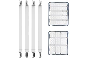 laeeyin Verstellbare Bettlakenspanner 4 Stück 55-250cm Bettlaken Spanngurte Elastische Betttuchspanner, Weiß Lakenspanner mit Metallclips, für Bettlaken, Matratze, Bügelbrett Oder Sofa