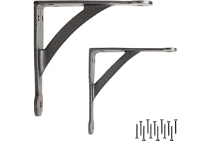 EDUWURXS Industrial Cast Iron Penny Gallow Shelving Brackets Pack of 2 6X6 Heavy Duty Wall Brackets for Shelves, Kitchen Shelves, Living Room, Additional