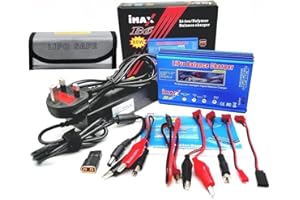 HobbyInn iMax B6 Lipo Battery Balance Charger - RC Battery Charger Dis-Charge, 1S-6S Multi Function, Charging LiFe, LiHV, NiCd, NiMH, Lilon, Pb + Power Adaptor + Lipo Safe Bag
