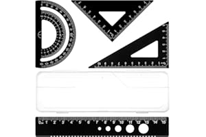 AEAOCVO 4-częściowy zestaw trójkątnych linijek, metalowa linijka ze stopu aluminium, geometryczny kątomierz dla studentów, rysownika, inżynierów, metryczny