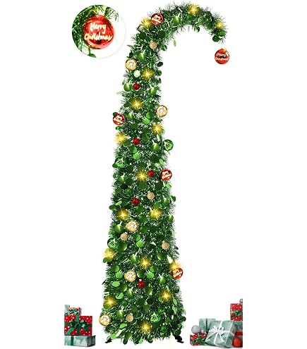 Lanstics Künstlicher Lametta-Weihnachtsbaum, 152 Cm – Blau-Silber, Mit Kugeln, Zusammenklappbar