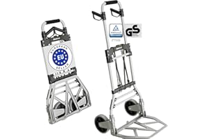 ATHLON TOOLS Aluminiowy składany wózek ręczny, płynnie poruszające się kółka z miękkimi bieżnikami, w zestawie 2 linki elastyczne (do ciężkich przedmiotów)