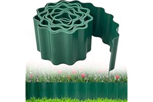 AKOFIC Bordo per Prato, Recinzione in Plastica per Giardino Altezza 20 cm, Bordatura Flessibile Bordo Tagliabile Verde Barriera Decorativa per Prato Ondulati Aiuole Contro la Diffusione della Radice