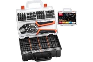 PEBA Premium Crimpzangen Stecker Set inkl. 14 Stile JST-SM 2,5mm Stecker - Profi Zange 0,03-0,5mm² für Dupont,JST(XH/SM/SYP/VH), Molex, IC-Stecker,AMP/TE, Crimpzange JST Stecker Set - Elektrowerkzeug