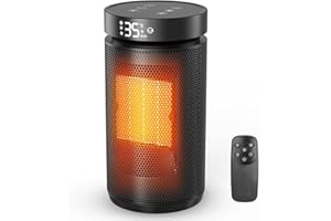 NAMOUK Calefactor Bajo Consumo de 1500W,Radiador Electrico Bajo Consumo Con Termostato, 4 Modos, Temporizador 12H, Protección Contra Sobrecalentamiento y Vuelcos,70°Oscilación,Calefactor Baño Silence,20 m²