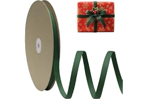 FAKILO Nastro Velluto Vintage Verde Bifacciale 10mm x 27m (30 Yard) - Nastro Natalizio per Artigianato, Addobbi Albero, Ghirlande, Regali, Matrimonio