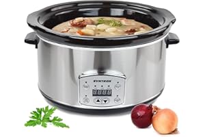 ‎SYNTROX GERMANY Syntrox Germany Schongarer mit 4,5L Slow Cooker mit 3 Heizstufen und Warmhaltefunktion und 200 Watt