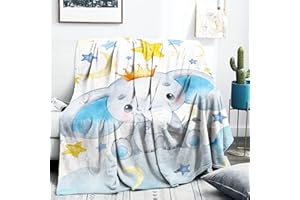 FEYG Blue Elephant Blanket for Baby Boys, Elephant Throw Blanket for Toddler Boys, 102 x 127 cm Elephant Throw Blanket for Elephant, Soft Fleece Elephant Blanket for Boys Kids Baby Shower Birthday