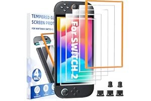 KLIPDASSE 4 Stück Schutz Glas für Nintendo Switch 2(2025), mit Ausrichtungsrahmen, Reinigungssets, Ultra HD Panzerglas Displayschutzfolie für Switch 2025, mit weichem staubdichtem Steckerkit für Nintendo 2
