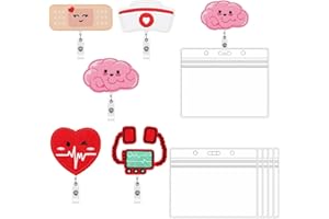 W RXKIOCS 10 Pezzi Porta Badge Infermiere Porta Badge Retrattile Porta Beige Porta Carte d'Identità a Fumetti per Infermieri e Medici