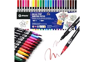 ‎ARTECHO Artecho Dual Brush Pen Set 24 Farben, Filzstifte Dicke und Dünne, Pinselstifte set, Stifte für Bullet journal, Kalligraphie, Manga, Malbücher und Handlettering