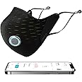 AIRPOP Active+ Halo Washable Reusable Smart Face Mask, Air Quality and Breathing Sensor, Inc 4 Filters, 160 Hours Wear, Innovative Breathable Face Covering, Compatible with IOS app, Black and Yellow