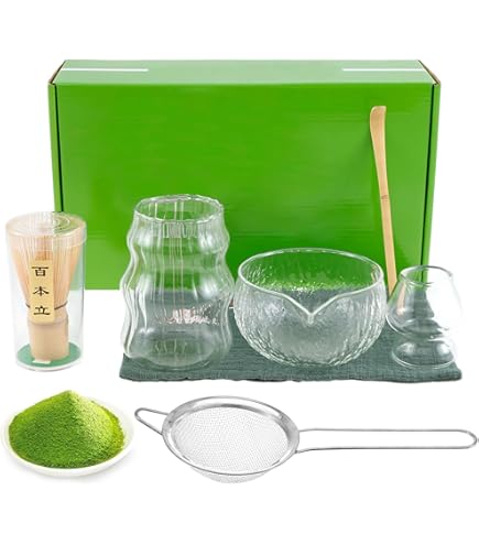 Matcha Set 4-teilig Grün - Matcha Schale, Besen, Löffel & Halter