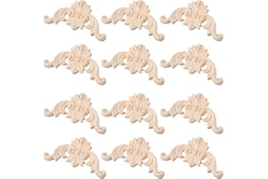 Artibetter 12Pcs Legno Intagliato Angolo Applique Telaio della Porta Applique in Legno Intagliato Onlay per Armadio Armadio Finestra Mobili Decorazione