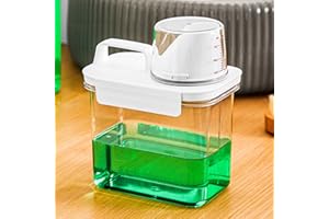 QXPDD Airtight Laundry Detergent Dispenser with Measuring Cup, Clear Laundry Powder Detergent Storage Box, Washing Powder Container Storage Bucket Detergent Box,1100ML