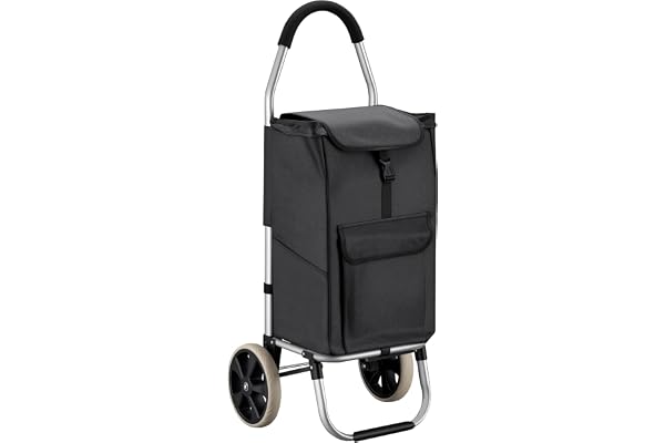 Wiltec Shoppingväska 36,5 x 44 x 103 cm med 40 kg lastkapacitet, hopfällbar shoppingvagn på hjul med handtag för stora inköp