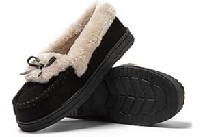 JOMIX Mocasines Mujer Invierno con Peluche Zapatillas Casa Mujer Invierno Calientes con Lazos Zapatos Mujer Vestir