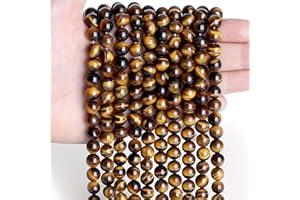 Sahoottie 100 Stück Tigerauge Perlen mit Loch 6mm Edelsteine zum Auffädeln Braune Edelsteinperlen Set Kristall Perlen für Armbänder Selber Machen Ketten DIY Schmuckherstellung Basteln